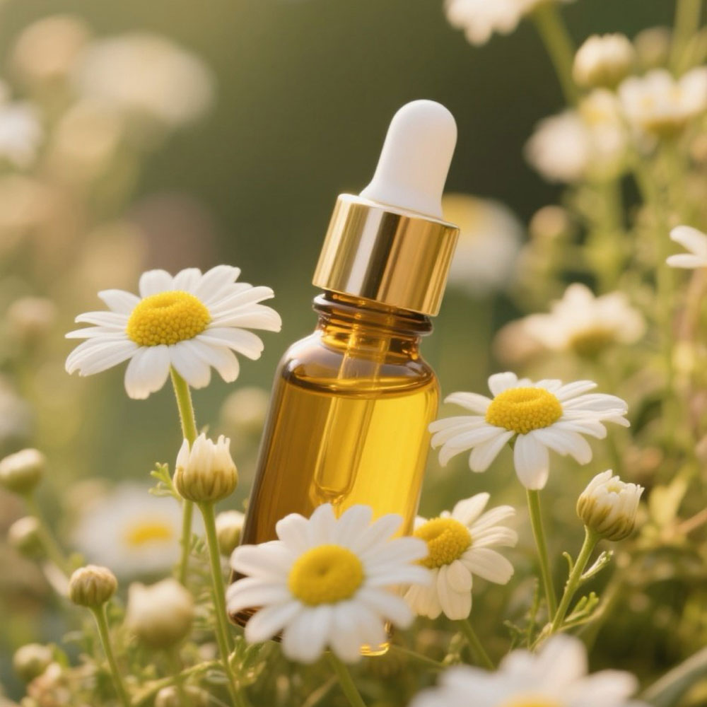 Pure chamomile essential oil collected after CO2 extraction