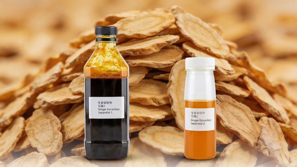Dried Ginger Slices and Ginger Essential Oil